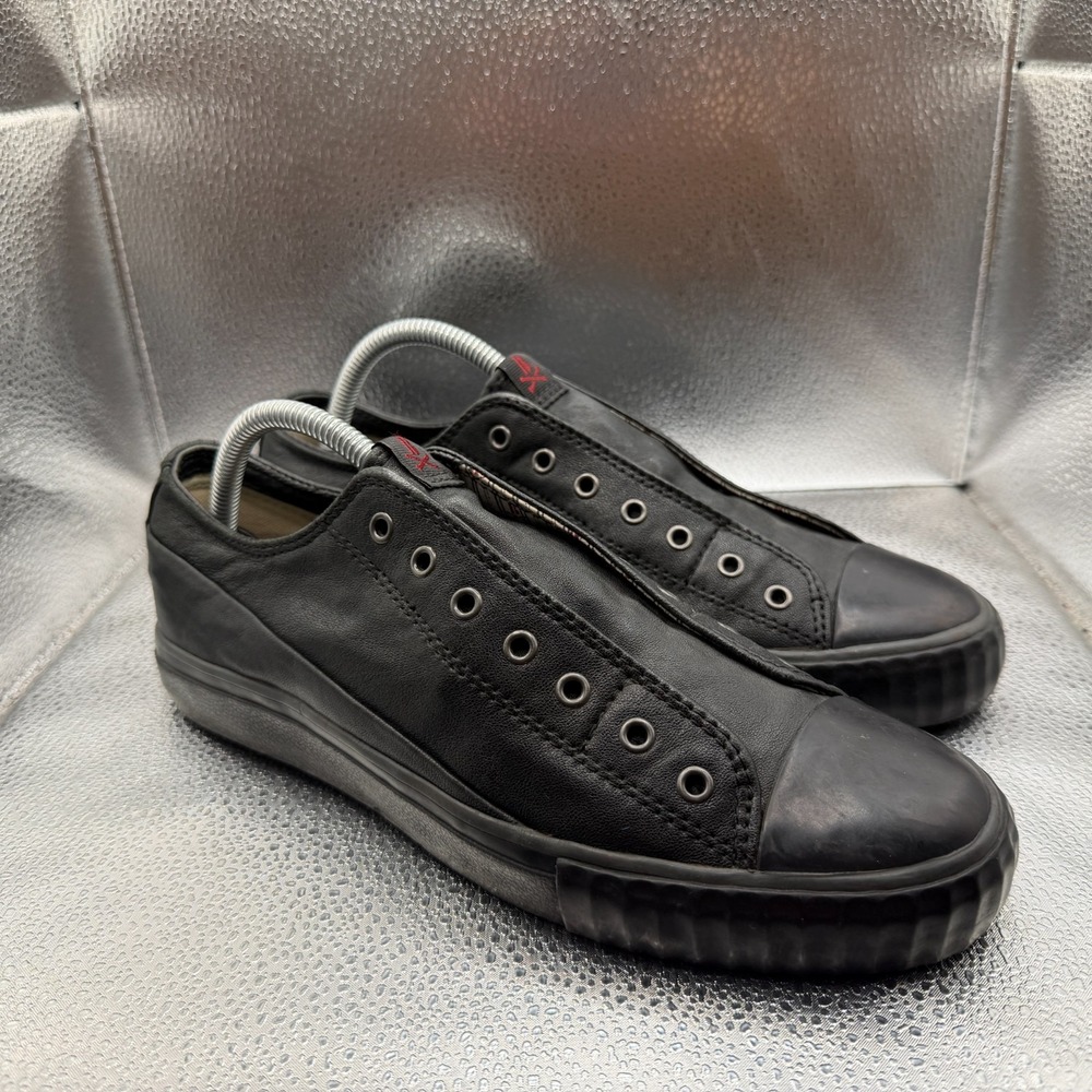 Size 7M John‎ Varvatos Bootleg Black Mens Low Top Lace-Up Athletic Sneakers